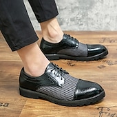 abordables Semi-formel-chaussures oxford pied-de-poule pour hommes - lacets en similicuir marron avec détails brogue et semelle robuste pour une tenue décontractée et formelle