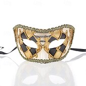 levne Maska-Harlekýn předvečer Všech svatých Benátská maska Arlecchino Karnevalová maska Poloviční obličej Dospělé Dámské předvečer Všech svatých Karneval Mardi Gras Výkon Párty Karneval v Benátkách Jednoduch