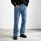 cheap Men&#039;s Elite Pants-Men&#039;s 100% Cotton Jeans Solid Color Full Length Outdoor Casual Daily Vintage Fashion Blue Light Blue Micro-elastic