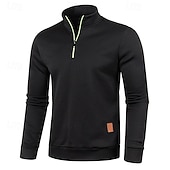 preiswerte Herrenpullover-Herren Pullover Strickpullover Pullover mit Viertelreißverschluss Gerippt Stricken Standard Strick Glatt Viertel Postleitzahl Modisch Basic Urlaub Freizeitskleidung Bekleidung Herbst Winter Schwarz