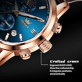 abordables Montres à quartz-OLEVS Hommes Montres à quartz Mode Affaires Montre Bracelet Affichage des phases de lune Lumineux Calendrier Chronographe Cuir Suivre