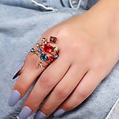 abordables Anillos de mujer-Anillo de cóctel en espiral bohemio chic para mujer con piedras preciosas variadas: perfecto para fiestas y uso diario