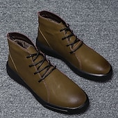 abordables Bottines-bottines décontractées en similicuir pour hommes avec design à lacets, semelle antidérapante confortable, parfaites pour un usage quotidien et des activités de plein air