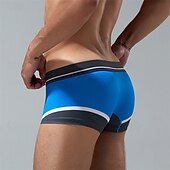 cheap Men&#039;s Boxers Underwear-Men&#039;s 1 PCS Boxers Underwear Boxer Shorts Patchwork Polyester Breathable Soft Comfortable Color Block Letter Mid Rise Yellow Red