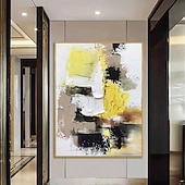 cheap Still Life Paintings-White Gray Yellow Textured Painting Large Colorful Abstract Painting Texture Abstract Painting Colorful Knife Painting Hand-painted Abstract Art Large Canvas Art Boho Decor