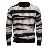 cheap Men&#039;s Pullover Sweater-Men&#039;s Pullover Sweater Jumper Knit Sweater Ribbed Knit Regular Knitted Stripe Crew Neck Fashion Basic Daily Wear Date Clothing Apparel Fall &amp; Winter Black M L XL