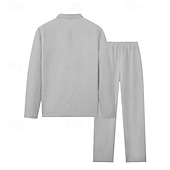 halpa Loma-Miesten Vohveli poolopaidat Quarter Zip Polo Päivittäin Pyhäpäivä Neljänneksen postinumero Pitkähihainen Muoti Moderni Tavallinen 2-osainen 봄 &amp; Syksy Normaali Musta Valkoinen Sininen Khaki Vaalean