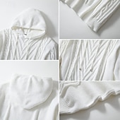 preiswerte Herrenpullover-Herren Pullover Strickpullover Gerippt Gedrehtes Stricken Standard Strick Jacquard Glatt Mit Kapuze Modisch Basic Freizeitskleidung Verabredung Bekleidung Herbst Winter Weiß M L XL