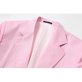 abordables Blazers para hombre-Hombre chaqueta Negocio Fiesta de Cóctel Fiesta de Boda Moda Casual Primavera &amp; Otoño Poliéster Color sólido Botón Bolsillo Cómodo Botonadura Simple Chaqueta de sport Rosa Claro Amarillo Rosa Azul