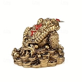 tanie Posągi-Feng shui statua żaby pieniężnej - przyciąga bogactwo, przynosi szczęście, fortunę i dobrobyt - idealna dekoracja do domu, biura, na nowy rok, parapetówkę i prezenty biznesowe