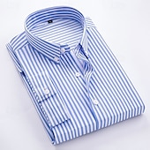 cheap Men&#039;s Button Down Shirts-Men&#039;s Dress Shirt Button Down Shirt Striped Shirt Collared Shirt Wedding Work Black White Red Navy Blue Long Sleeve Collar Clothing Apparel