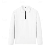 halpa Loma-Miesten Vohveli poolopaidat Quarter Zip Polo Päivittäin Pyhäpäivä Neljänneksen postinumero Pitkähihainen Muoti Moderni Tavallinen 2-osainen 봄 &amp; Syksy Normaali Musta Valkoinen Sininen Khaki Vaalean