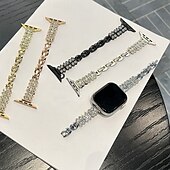 baratos Pulseiras de Apple Watch-Pulseira de joias Compatível com Pulseira Apple Watch 38mm 40mm 41mm 42mm 44mm 45mm 49mm Bling Diamond Ajustável Respirável Lega pulseira de substituição para iwatch Ultra 2 Series 9 8 7 SE 6 5 4 3 2