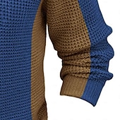 Недорогие мужской пуловер-свитер-Муж. Пуловер Свитер Свитер на молнии Вязаная одежда Рельефный узор Вязать Молния Вязанная Вера Четверть молния Ретро на открытом воздухе Повседневные Одежда Осень Зима Насыщенный синий Коричневый S M