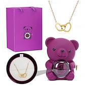 cheap Wedding Decorations-Eternal Rose Bear with Necklace,Valentines Day Gifts for Her Romantic Gift for Valentines Day, Wedding, Mothers Day and Anniversary