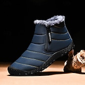 abordables Botas de invierno y nieve-Botas de nieve de invierno amarillas para hombre: impermeables, con forro de piel, cierre de cremallera, botines cálidos antideslizantes para clima frío