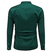 preiswerte Satinhemden für Herren-Herren Hemd Satinhemd Freizeithemd Knopfhemd Einfach Hochzeit Urlaub Schwarz Weiß Wein Blau Langarm Revers Frühling &amp; Herbst Bekleidung Knöpfe
