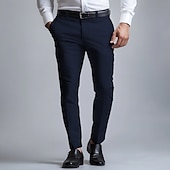 preiswerte Semi-formelle Anzüge-Herren Anzughose lange Hose schwarz weiß dunkelmarine einfarbig mikroelastisch Standard Fit 2024