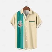 cheap Men&#039;s Bowling Shirt-Men&#039;s Curve Pinstripe Casual Shirt Button Up Shirt Short Sleeve Casual Causal Casual Summer Spring Turndown Button Up Pocket Yellow