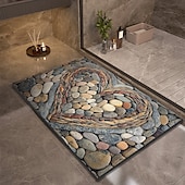 cheap Mats &amp; Rugs-Pebble Bathroom Rug, Polyester Rectangle Door Mat, Super Absorbent, Non-Slip, Easy-to-Clean, Stain-Resistant Bath Mat