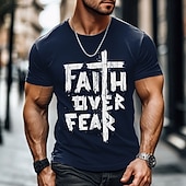 economico Magliette di fede-T-shirt da uomo Bibbia Fede con stampa lettere T-shirt a maniche corte maglietta a stampa 3D maglietta colletto rotondo moda athleisure sport outdoor quotidiano nero blu grigio abbigliamento estivo