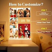 cheap Gifts-Personalized Light Up Photo Lamp Valentines Anniversary Gifts Custom Photo Frames with Night Light Unique Birthday Gifts for Valentine's Day Couples Him &amp; Her