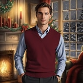 preiswerte Herren Pullover Weste-Herren Pullunder Pullover Kleid Pullover Weste Strickpullover Gerippt Stricken Standard Strick Glatt V Ausschnitt Modisch Brautkleider schlicht Freizeitskleidung Verabredung Bekleidung Herbst Winter