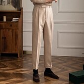 levne Štíhlý-Pánské Kalhoty Oblekové Kalhoty Neapol Kalhoty chinos Kapsy Knoflíky Jednobarevné Pohodlné Formální Párty Práce Módní Klasický styl Tmavě šedá Meruňková Lehce elastické
