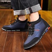 baratos Ténis para Homem-tênis casuais masculinos forrados e quentes de inverno – sapatos de cano alto com cadarço à prova d&#039;água e forro de pelúcia, sola antiderrapante, ideal para atividades ao ar livre e clima frio