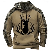 baratos moletons 3d masculinos-Homens Moletom Marrom 1# Marrom 2# Marrom 3# Com Capuz Côr Camuflagem camuflagem Impressão 3D Legal Outono Inverno Roupa Moletons Moletons