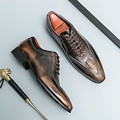 baratos Formal-sapatos oxford masculinos bronze metálico com padrão de crocodilo e detalhes perfurados - calçados formais elegantes para casamentos, festas e eventos empresariais