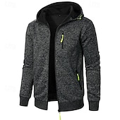 preiswerte Herren Strickjacke-Herren Strickjacke Kurzer Pullover Zip Pullover Reißverschluss Strickpullover Gerippt Stricken Standard Tasche Feste Farbe Mit Kapuze Modisch Klassisch Urlaub Freizeitskleidung Bekleidung Herbst