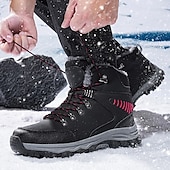 abordables Botas de montaña-Botas de senderismo de invierno impermeables para hombre con forro de piel: zapatos de trekking antideslizantes para exteriores para clima frío