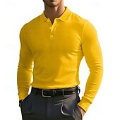 cheap Men&#039;s Classic Polo-Men&#039;s Corduroy Shirt Golf Shirt Work Casual Lapel Long Sleeve Basic Modern Solid Color Buttons Spring &amp;  Fall Regular Fit Wine Black White Yellow Sky Blue Light Grey Corduroy Shirt
