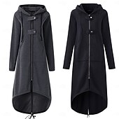 abordables Sweatshirts et Hoodies Texturés-Femme Décontractées manche longue Sweat à capuche Hauts longs Plein Air Quotidien Zippé Poche Noir Gris Automne Hiver
