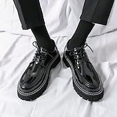 abordables Semi-formel-chaussures oxford à plateforme en similicuir verni pour hommes avec semelle crantée épaisse - chaussures formelles et décontractées élégantes pour le bureau, les événements et les fêtes