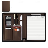 baratos Arrumação e Organização-bolsa de negócios de couro vegano portfólio de negócios com zíper padfolio tudo em um. capa protetora para tablet mais inteligente, slot para apresentação, calculadora, armazenamento de cartão, bloco