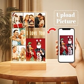cheap Gifts-Personalized Light Up Photo Lamp Valentines Anniversary Gifts Custom Photo Frames with Night Light Unique Birthday Gifts for Valentine's Day Couples Him &amp; Her