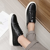 economico Sneakers da uomo-sneakers da uomo in similpelle intrecciata marrone - design casual con lacci e comoda suola bianca per l&#039;uso quotidiano