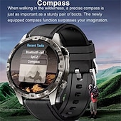 abordables Relojes inteligentes-Reloj inteligente gt45 para hombre, con bluetooth, llamadas, deportes al aire libre, asistente de voz, brújula, monitoreo de salud, rastreador de actividad física, reloj inteligente