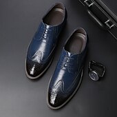 cheap Formal-Men&#039;s Classic Brown Brogue Oxford Dress Shoes – Faux Leather Lace-Up Formal Footwear for Office &amp; Events
