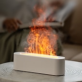 cheap Humidifiers &amp; Dehumidifiers-Aroma Diffuser Humidifier Fireplace Flame Diffuser Aromatherapy Essential Oil Diffuser USB Simulated Flame Diffuser 150mL ABS