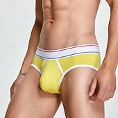 abordables Slips homme-Homme 1 pc Slips Caleçon Patchwork 90% coton Respirable Doux Confortable Bloc de couleur Taille Basse Jaune Rouge