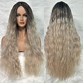 preiswerte Trendige synthetische Perücken-synthetische Cosplay-Perücke, lange, trendige Perücke, hitzebeständige Faser, verworrenes, lockiges Haar, natürlich aussehend, leicht anzubringende Perücke für Frauen, Party, Cosplay, Halloween