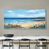 preiswerte Blumen-/Botanische Gemälde-blaues Ozean-Ölgemälde handgemachtes zeitgenössisches Indigo-Gemälde großes Himmel-Meer-Gemälde Kunst Ozean-Meer-Gemälde Wohnkultur-Gemälde 3D-Meer abstraktes Ölgemälde weiße Wellen Textur-Gemälde