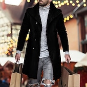 preiswerte Herren-Blazer &amp; -Anzüge-Herren Mantel Trenchcoat Langer Trenchcoat Täglich Urlaub Herbst Winter Polyester Windundurchlässig Weich Oberbekleidung Bekleidung Modisch Klassisch Glatt Tasche Kargen Einreihiger Verschluss