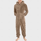 preiswerte Pyjamas-Herren Bodys Schlafanzüge Schlafanzug Set 1 PC Einfarbig Modisch Stilvoll Klassisch Heim Täglich Bett Polyester Komfort Weich Geschenk Kapuzenpullover Langarm Hoodie Sweatshirt Kapuze Jumpsuit Tasche