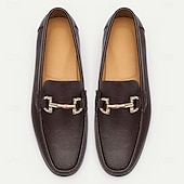 cheap Premium Leather Loafers-Men&#039;s Premium Cowhide Leather Loafers – Classic Slip-On Dress Shoes with Metal Bit Decor for Formal and Casual Wear