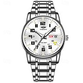 economico Orologi al quarzo-1 pz nuovo acciaio inossidabile con orologio da uomo digitale calendario settimanale display moda tendenza vita viaggio luminescente tempo libero sport affari orologio regalo di compleanno regalo di