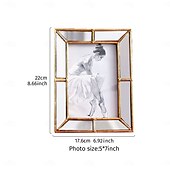 cheap Statues-Mirror-Edged Resin Photo Frame, 6x8 Inch Decorative Display Frame for Tabletop, Stylish Accent for Home and Office Décor